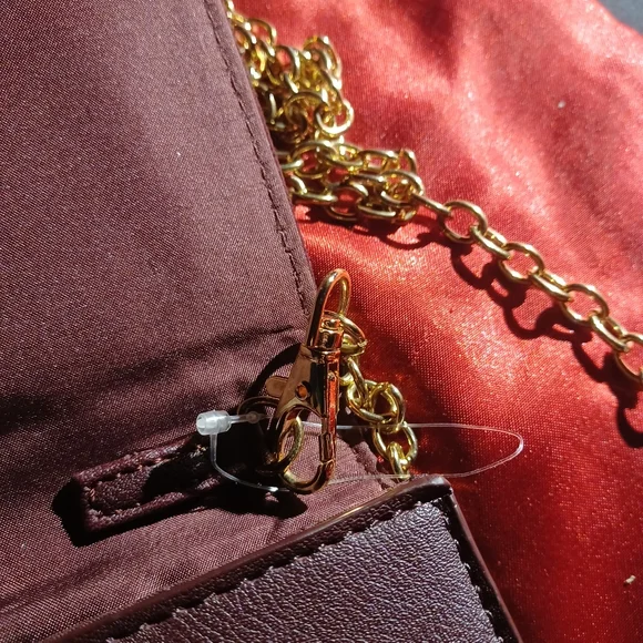 Very rare Burgundy Cato two way 2way bag clutch gold hardware chain handle - Picture 13 of 16